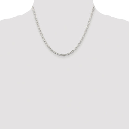 Sterling Silver Rhodium-plated 3.75mm Diamond-cut Long Link Cable Chain