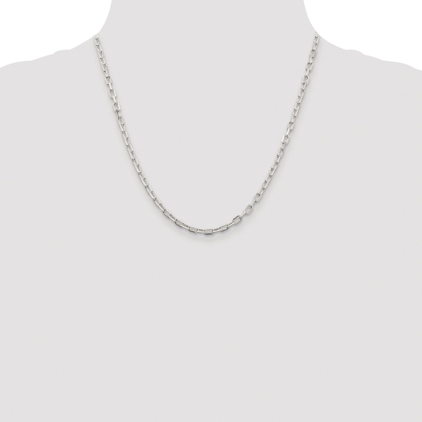 Sterling Silver Rhodium-plated 3.75mm Diamond-cut Long Link Cable Chain