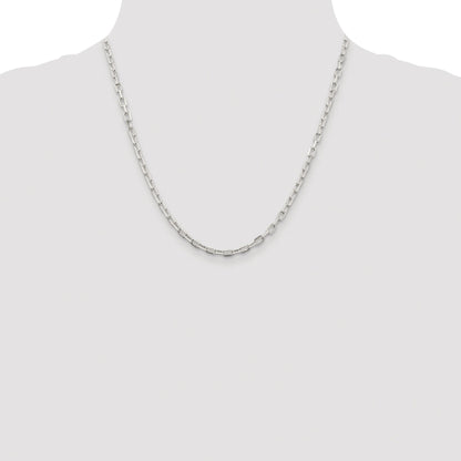 Sterling Silver Rhodium-plated 3.75mm Diamond-cut Long Link Cable Chain