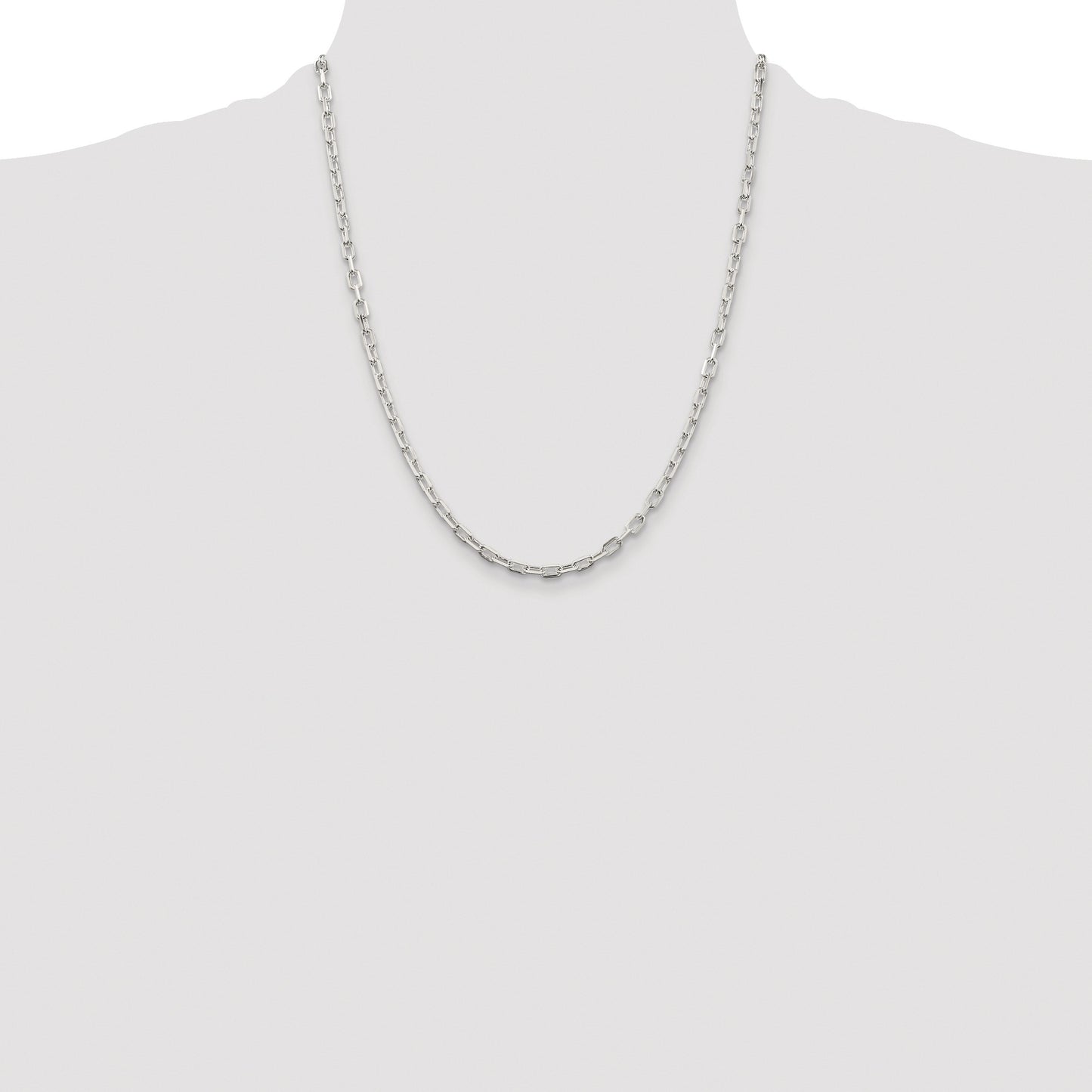 Sterling Silver Rhodium-plated 3.75mm Diamond-cut Long Link Cable Chain