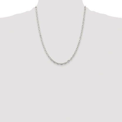 Sterling Silver Rhodium-plated 3.75mm Diamond-cut Long Link Cable Chain
