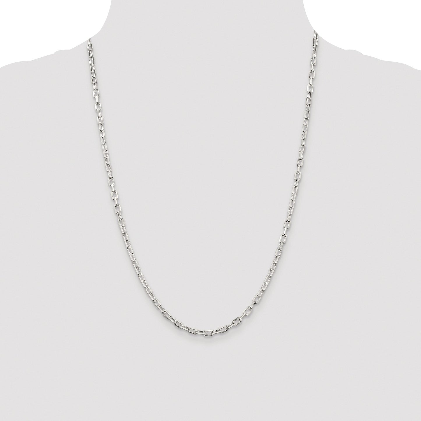 Sterling Silver Rhodium-plated 3.75mm Diamond-cut Long Link Cable Chain