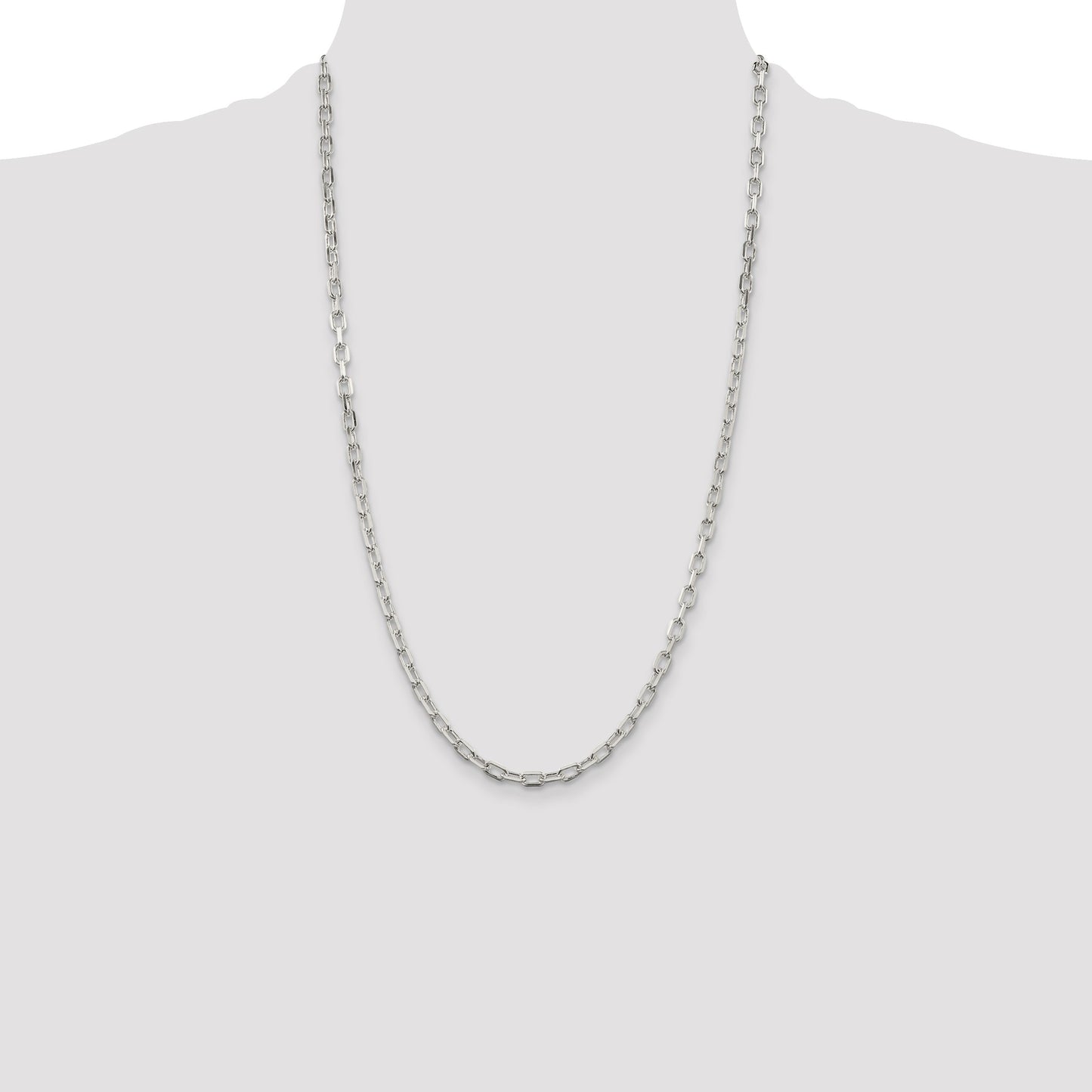Sterling Silver 4.5mm Diamond-cut Long Link Cable Chain