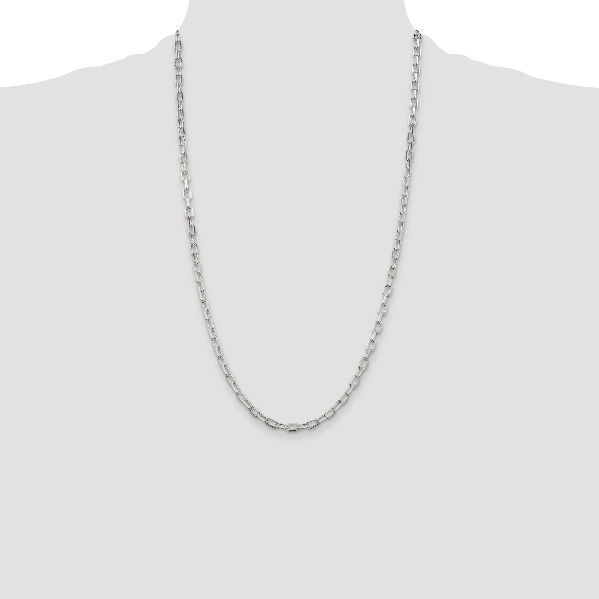 Sterling Silver 4.5mm Diamond-cut Long Link Cable Chain