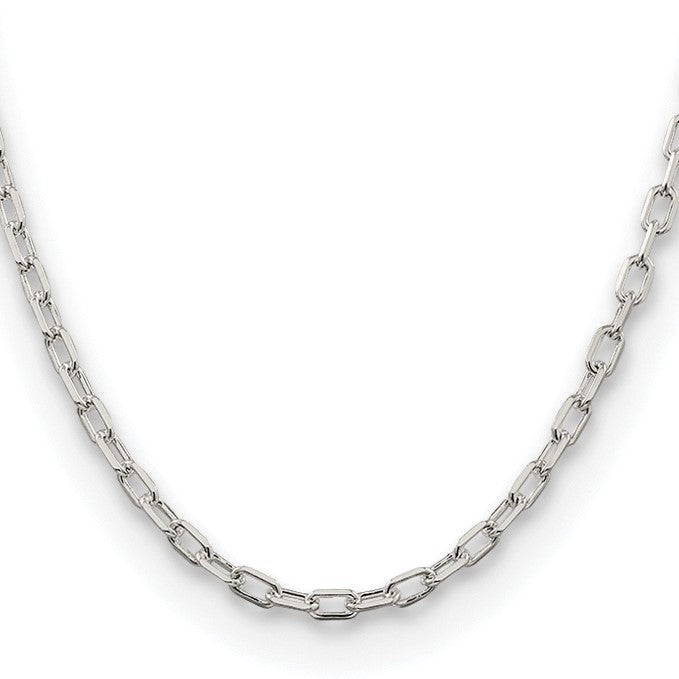 Sterling Silver Rhodium-plated 4.5mm Diamond-cut Long Link Cable Chain