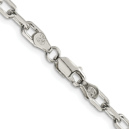 Sterling Silver Rhodium-plated 4.5mm Diamond-cut Long Link Cable Chain