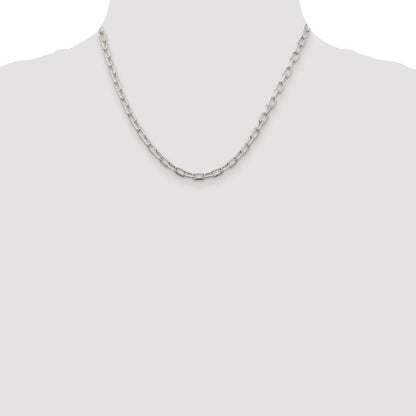 Sterling Silver Rhodium-plated 4.5mm Diamond-cut Long Link Cable Chain