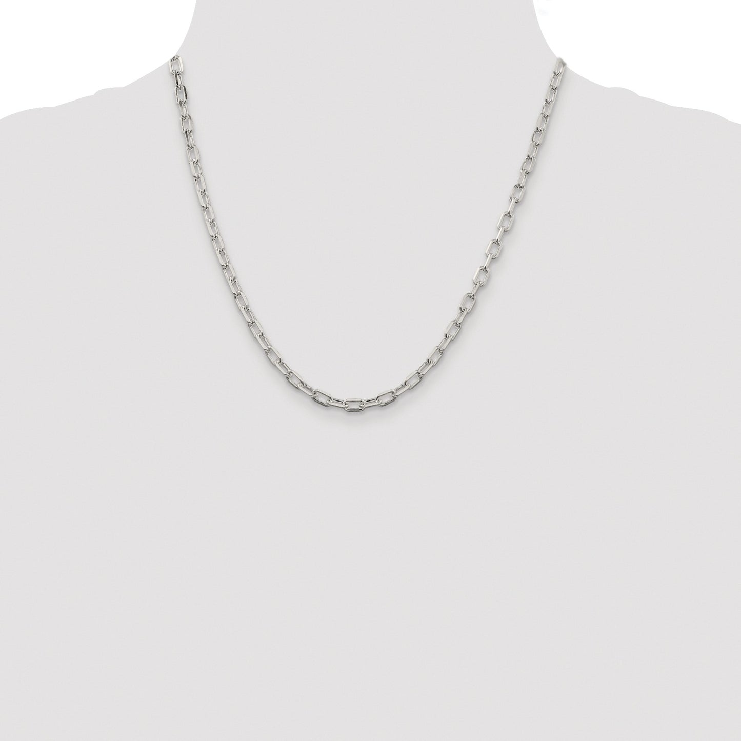 Sterling Silver Rhodium-plated 4.5mm Diamond-cut Long Link Cable Chain