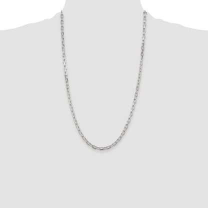 Sterling Silver Rhodium-plated 4.5mm Diamond-cut Long Link Cable Chain