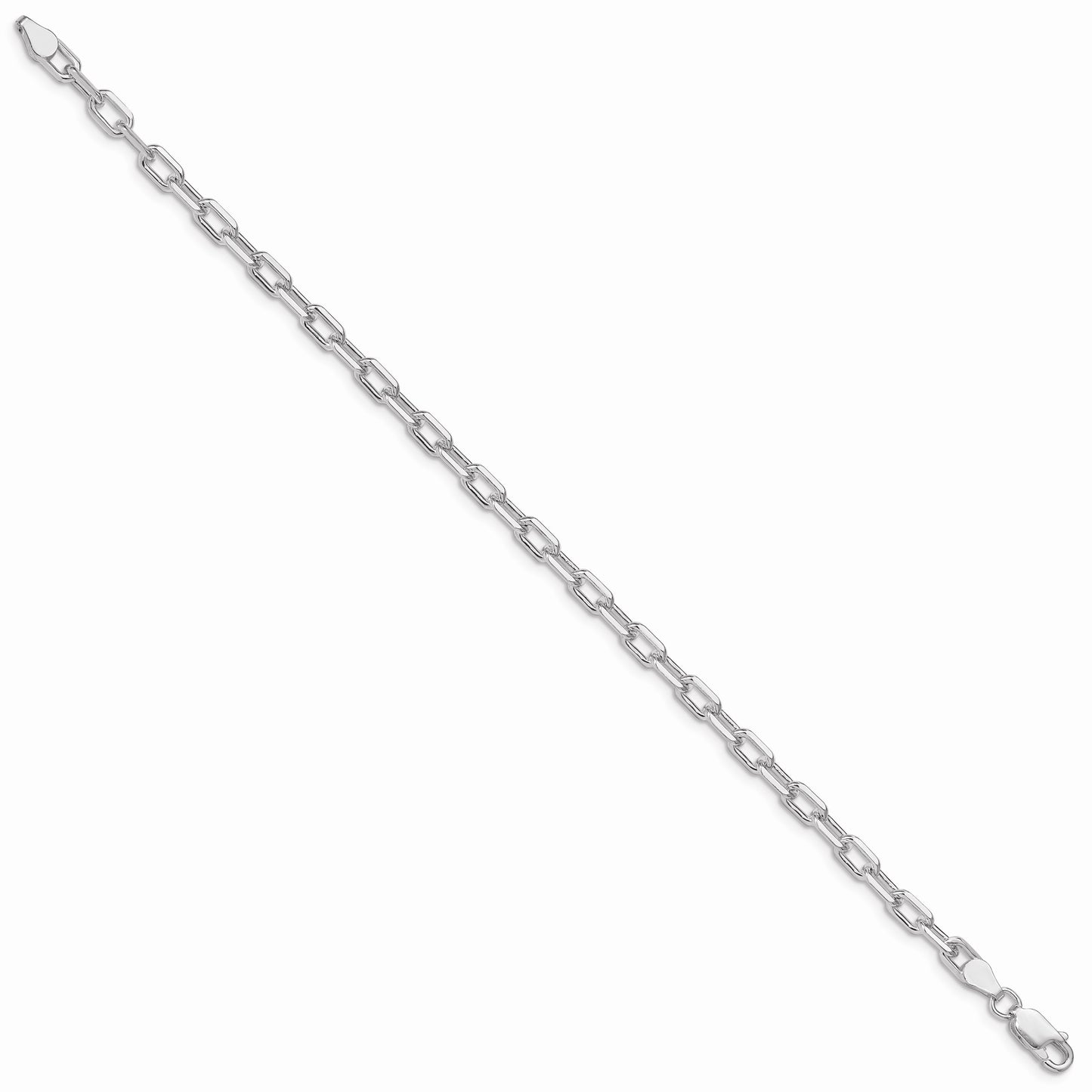 Sterling Silver Rhodium-plated 4.5mm Diamond-cut Long Link Cable Chain