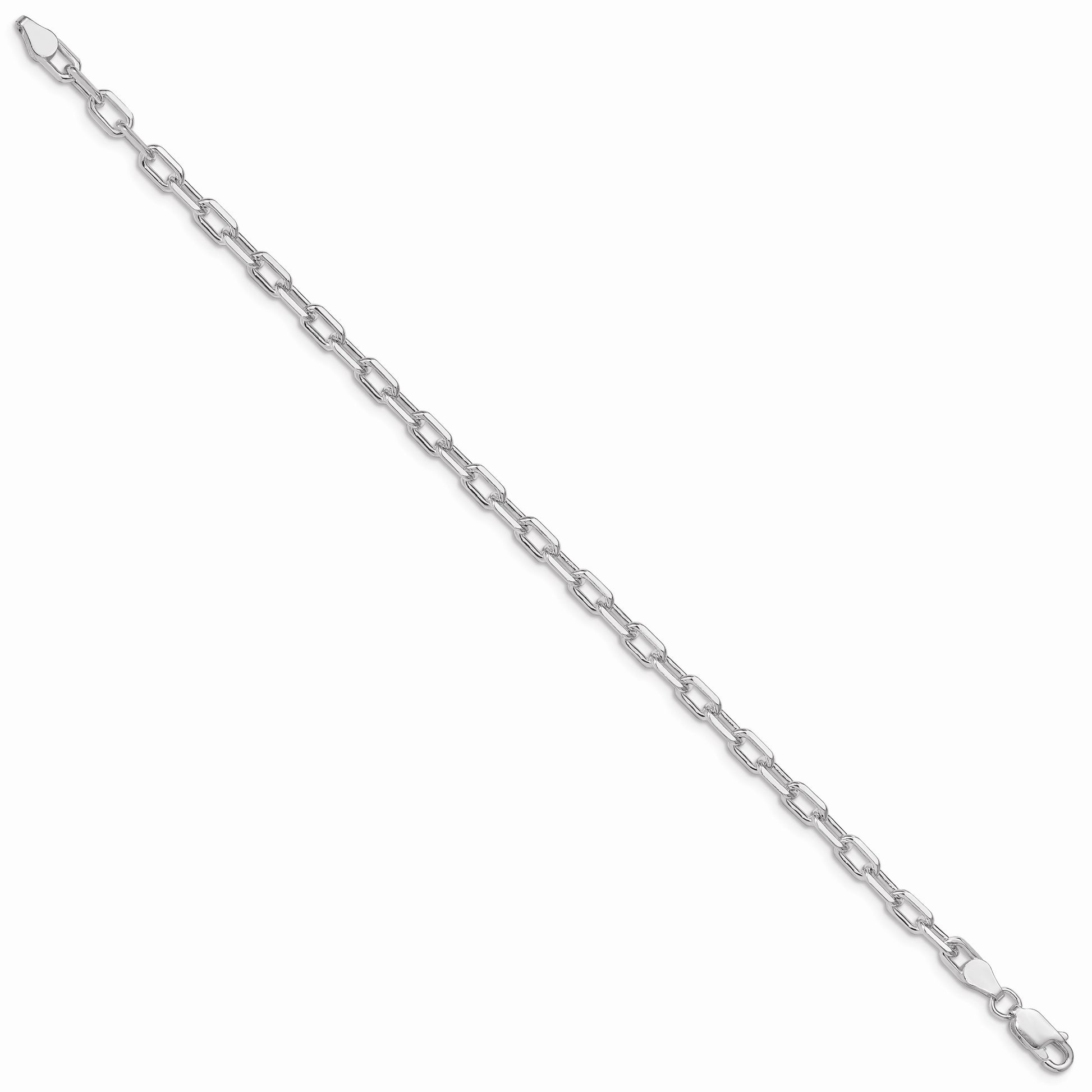 Sterling Silver Rhodium-plated 4.5mm Diamond-cut Long Link Cable Chain