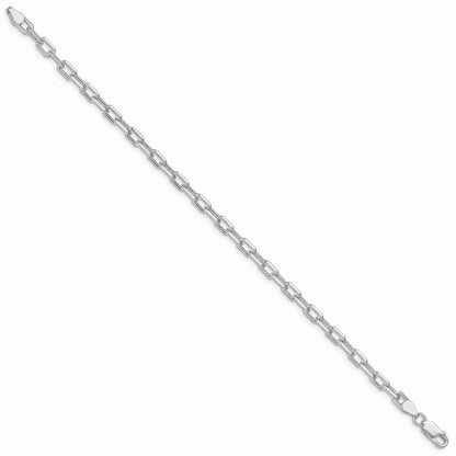 Sterling Silver Rhodium-plated 4.5mm Diamond-cut Long Link Cable Chain