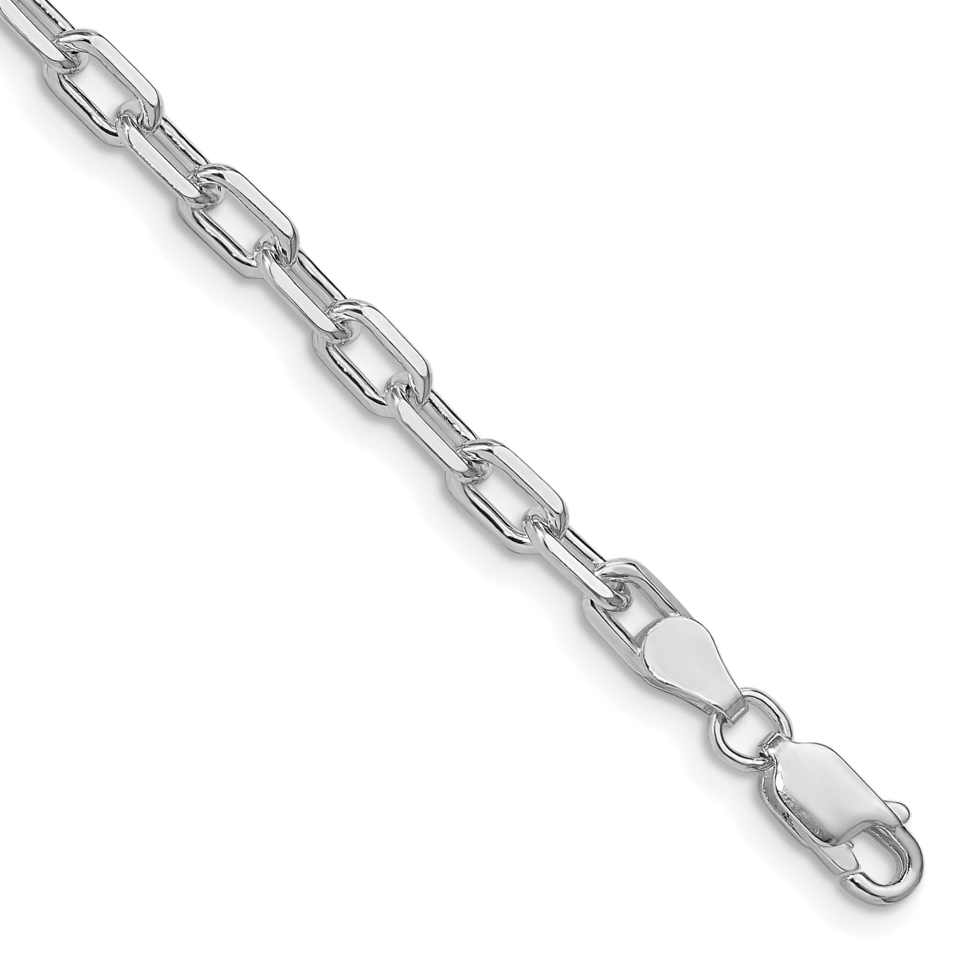 Sterling Silver Rhodium-plated 4.5mm Diamond-cut Long Link Cable Chain