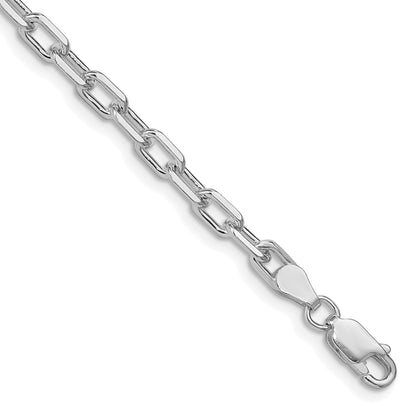 Sterling Silver Rhodium-plated 4.5mm Diamond-cut Long Link Cable Chain