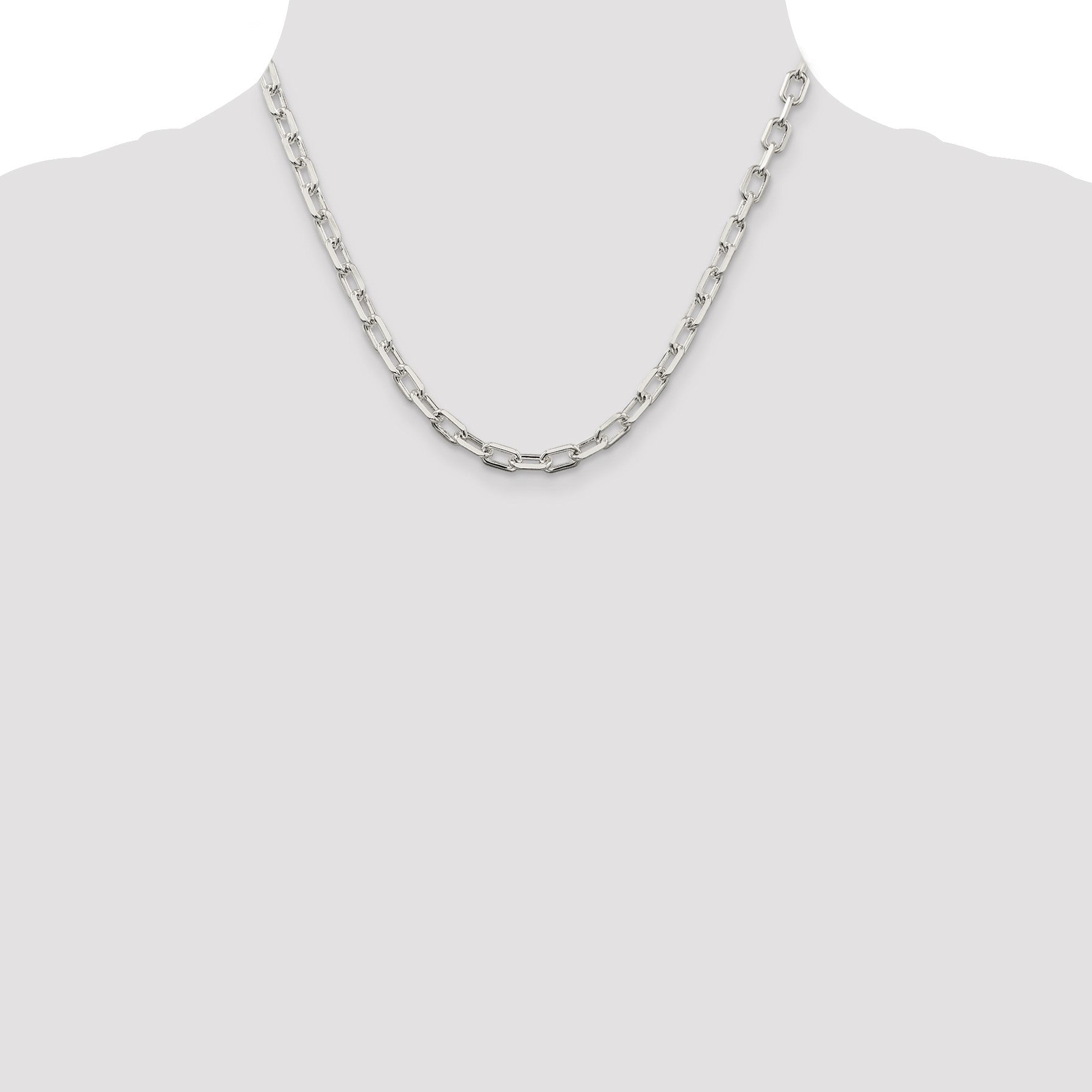Sterling Silver 5.75mm Diamond-cut Long Link Cable Chain