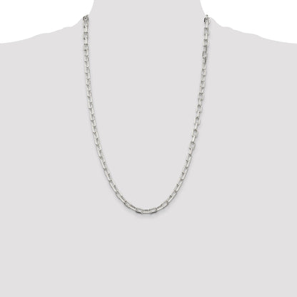 Sterling Silver 5.75mm Diamond-cut Long Link Cable Chain