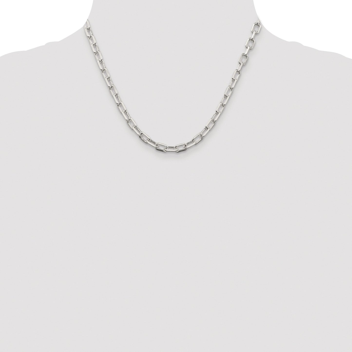 Sterling Silver Rhodium-plated 5.75mm Diamond-cut Long Link Cable Chain