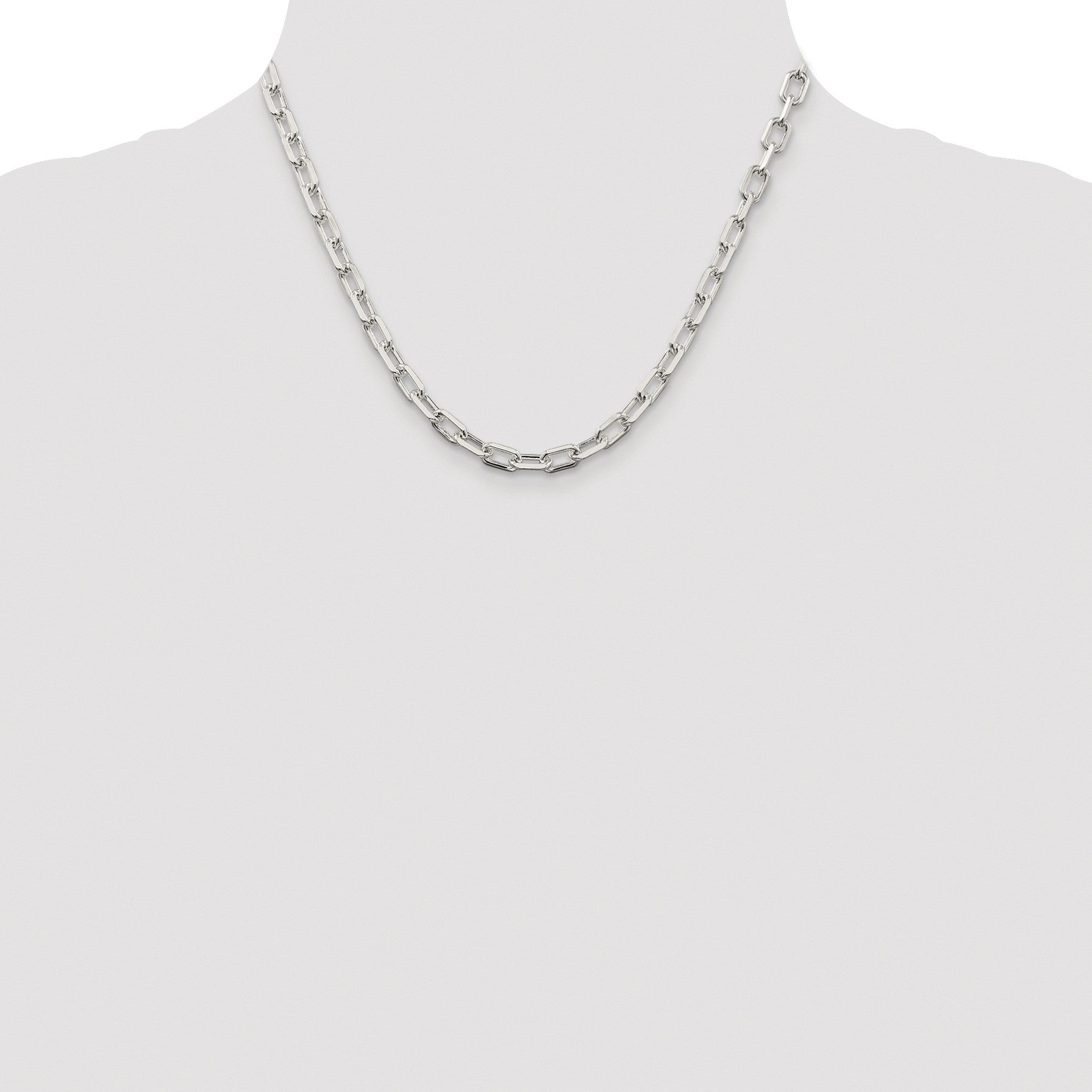 Sterling Silver Rhodium-plated 5.75mm Diamond-cut Long Link Cable Chain