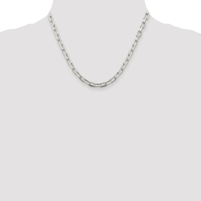 Sterling Silver Rhodium-plated 5.75mm Diamond-cut Long Link Cable Chain