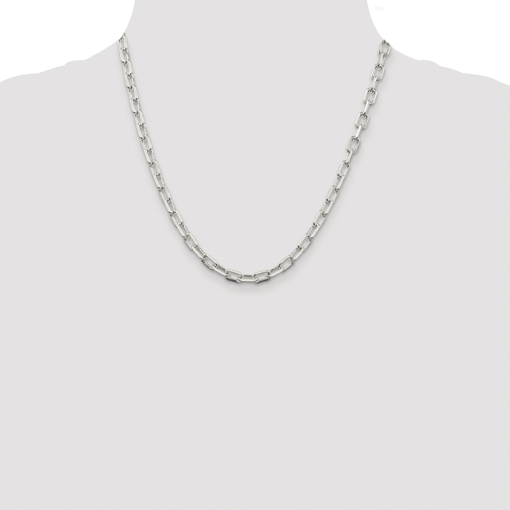 Sterling Silver Rhodium-plated 5.75mm Diamond-cut Long Link Cable Chain
