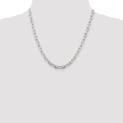 Sterling Silver Rhodium-plated 5.75mm Diamond-cut Long Link Cable Chain