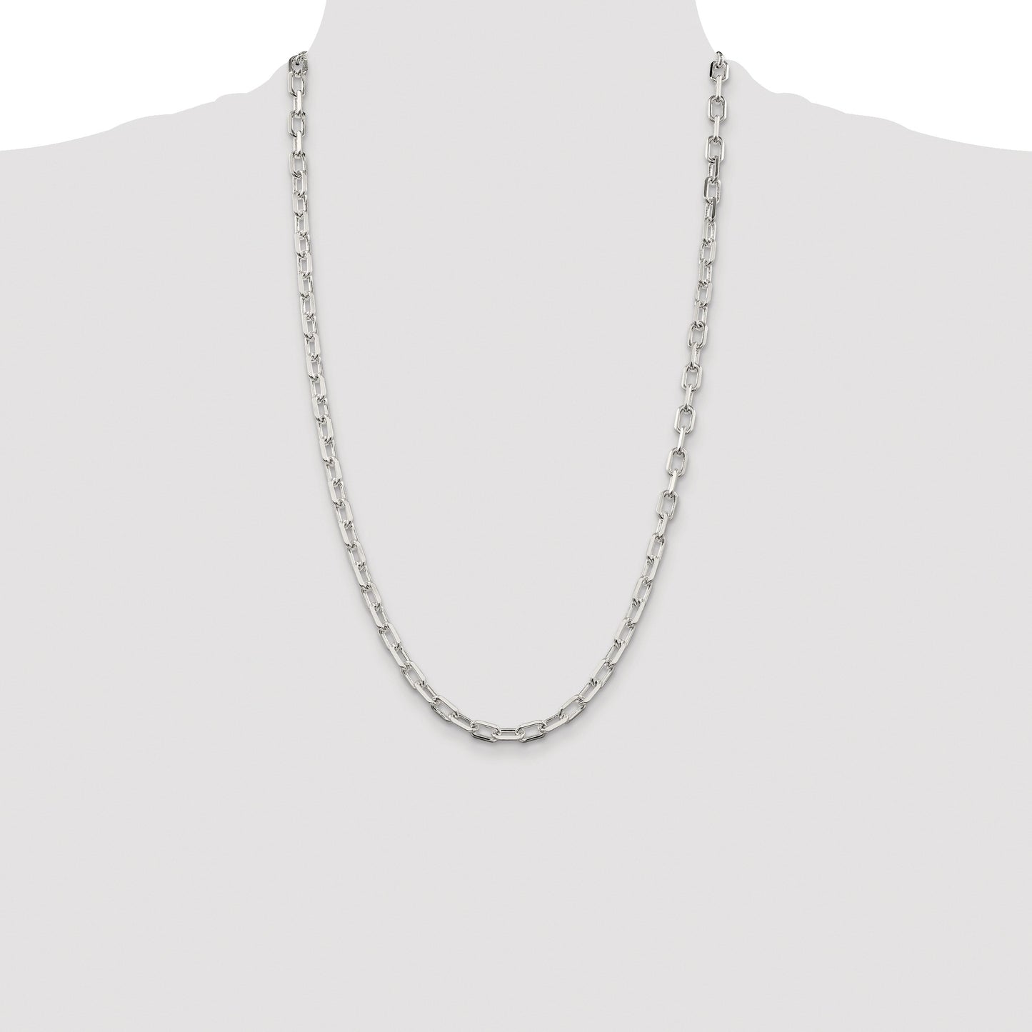 Sterling Silver Rhodium-plated 5.75mm Diamond-cut Long Link Cable Chain