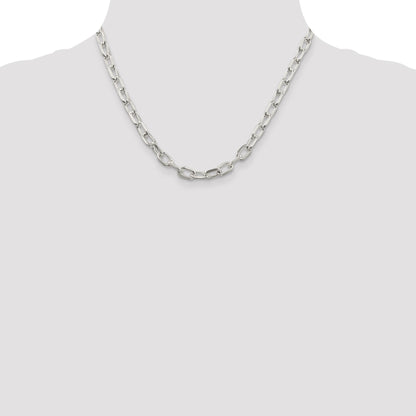 Sterling Silver 6.65mm Diamond-cut Long Link Cable Chain