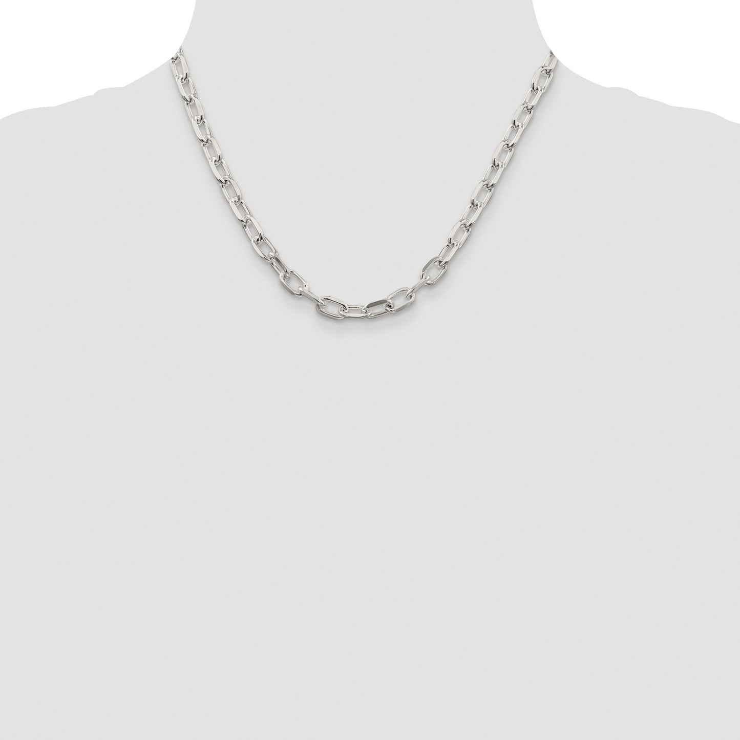 Sterling Silver Rhodium-plated 6.65mm Diamond-cut Long Link Cable Chain