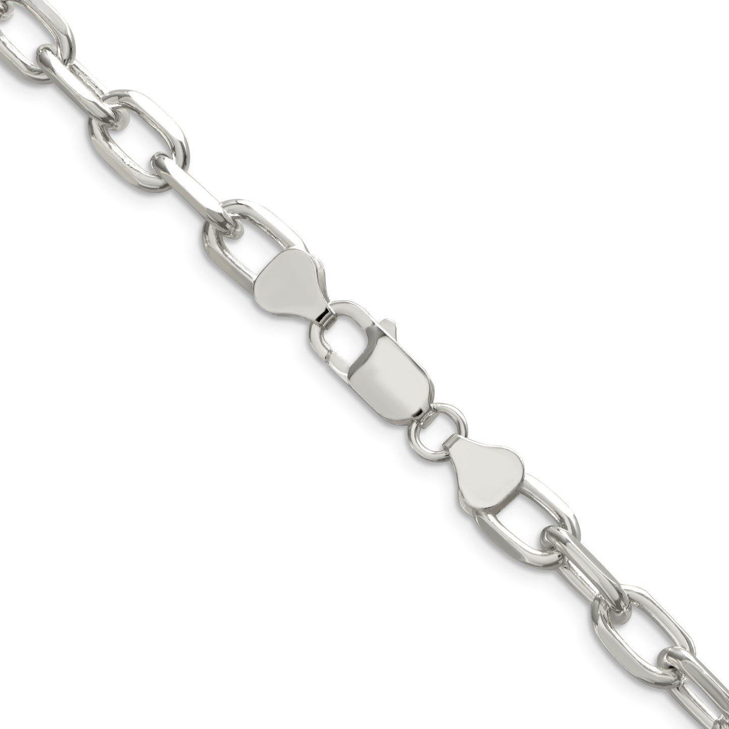 Sterling Silver 7.5mm Diamond-cut Long Link Cable Chain