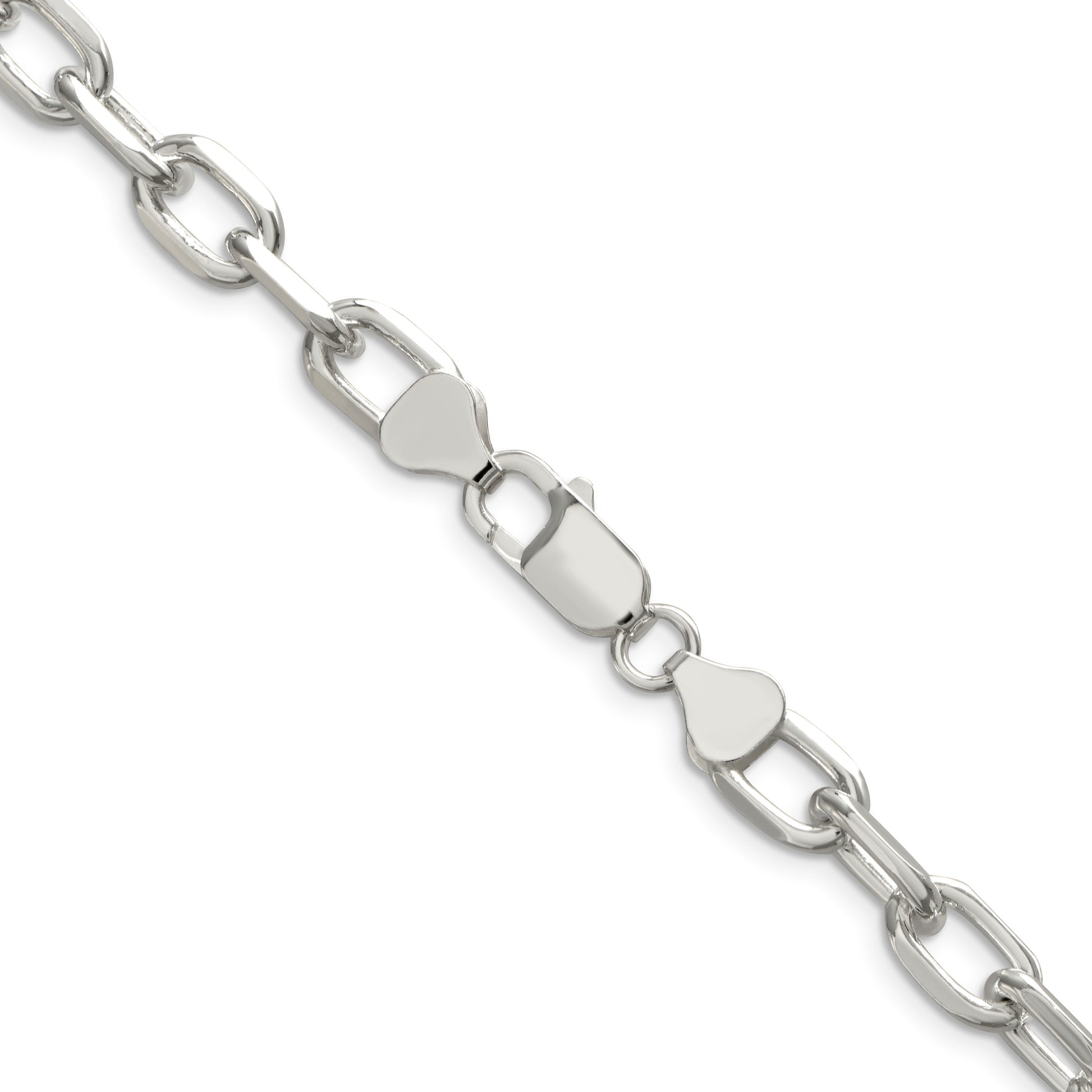 Sterling Silver 7.5mm Diamond-cut Long Link Cable Chain