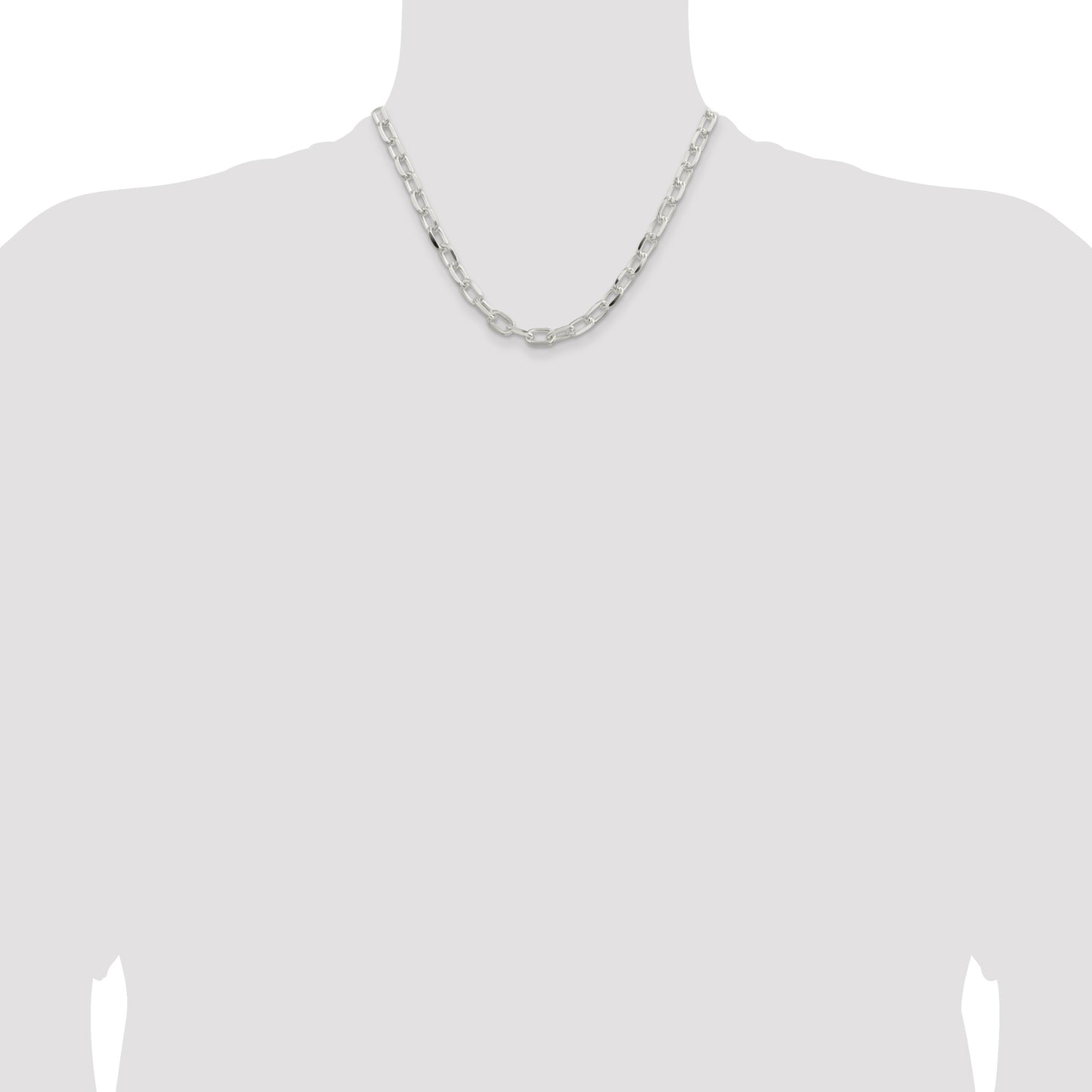 Sterling Silver 7.5mm Diamond-cut Long Link Cable Chain