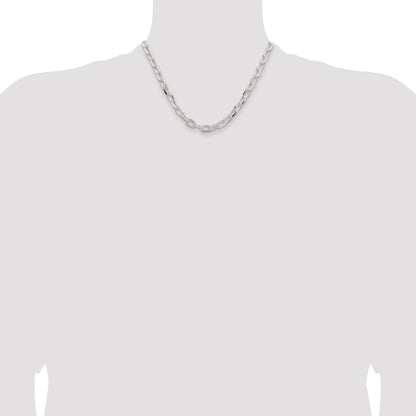 Sterling Silver 7.5mm Diamond-cut Long Link Cable Chain