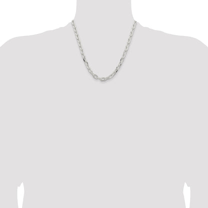 Sterling Silver 7.5mm Diamond-cut Long Link Cable Chain