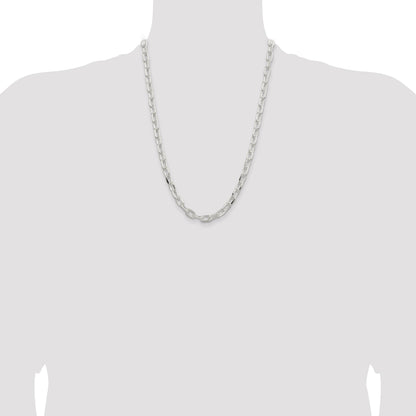 Sterling Silver 7.5mm Diamond-cut Long Link Cable Chain