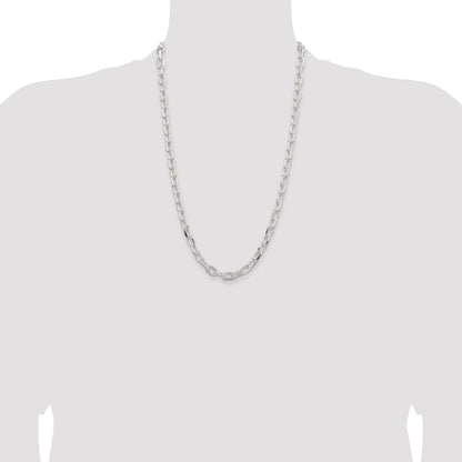 Sterling Silver 7.5mm Diamond-cut Long Link Cable Chain