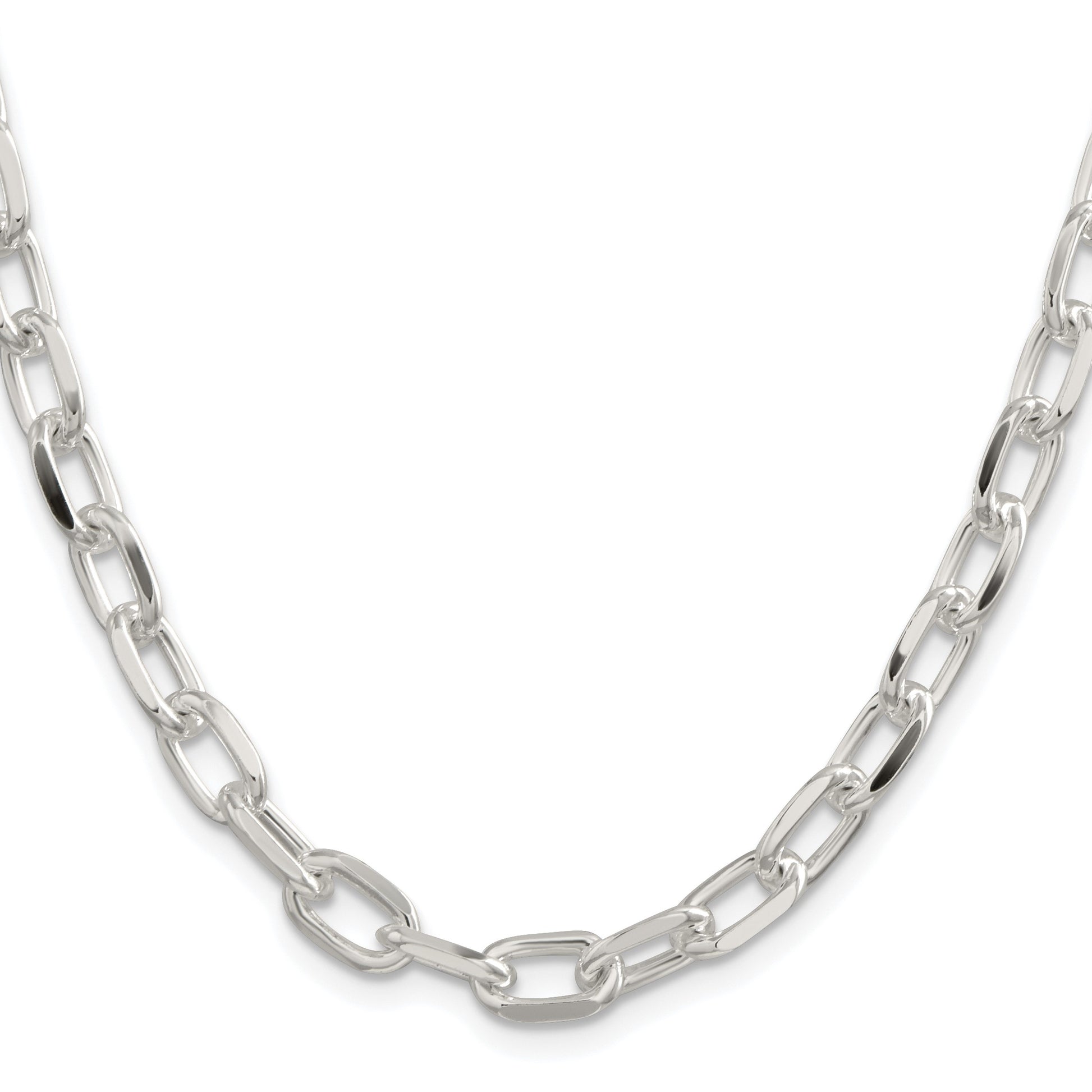 Sterling Silver Rhodium-plated 7.5mm Diamond-cut Long Link Cable Chain