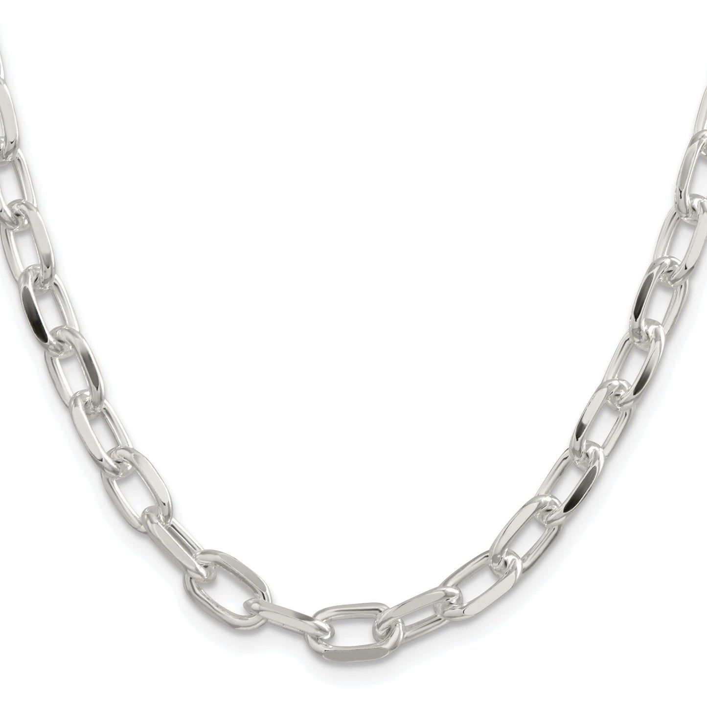 Sterling Silver Rhodium-plated 7.5mm Diamond-cut Long Link Cable Chain