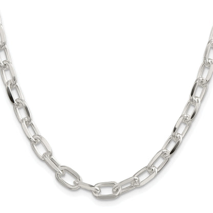 Sterling Silver Rhodium-plated 7.5mm Diamond-cut Long Link Cable Chain