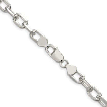 Sterling Silver Rhodium-plated 7.5mm Diamond-cut Long Link Cable Chain