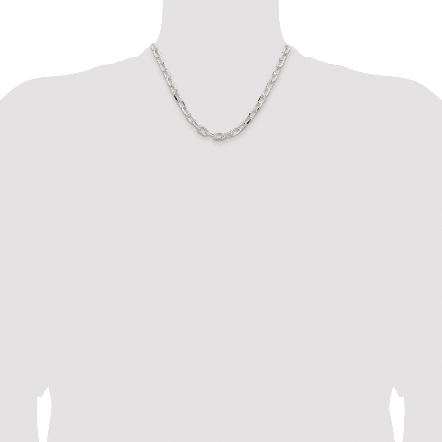 Sterling Silver Rhodium-plated 7.5mm Diamond-cut Long Link Cable Chain