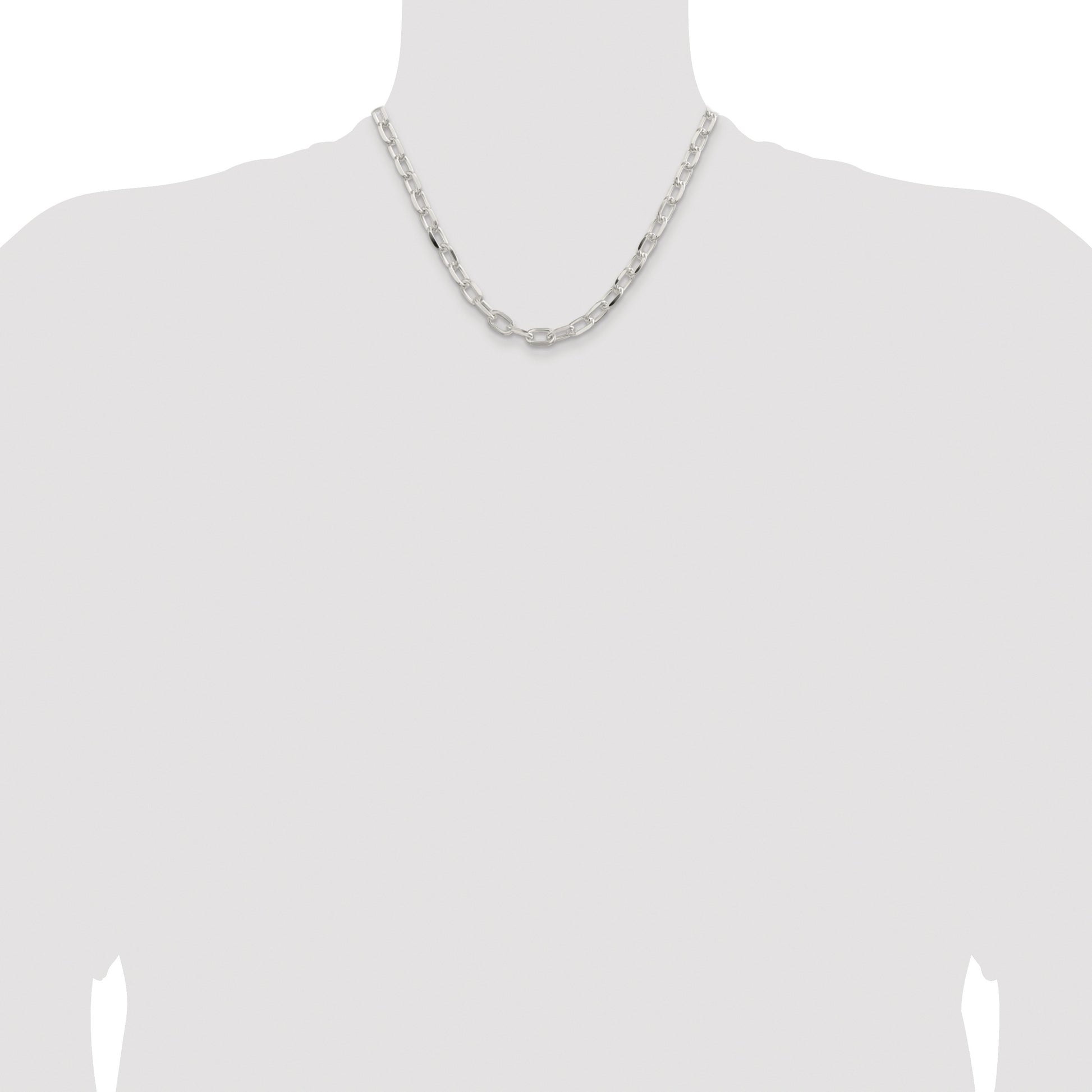 Sterling Silver Rhodium-plated 7.5mm Diamond-cut Long Link Cable Chain
