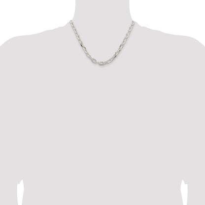 Sterling Silver Rhodium-plated 7.5mm Diamond-cut Long Link Cable Chain