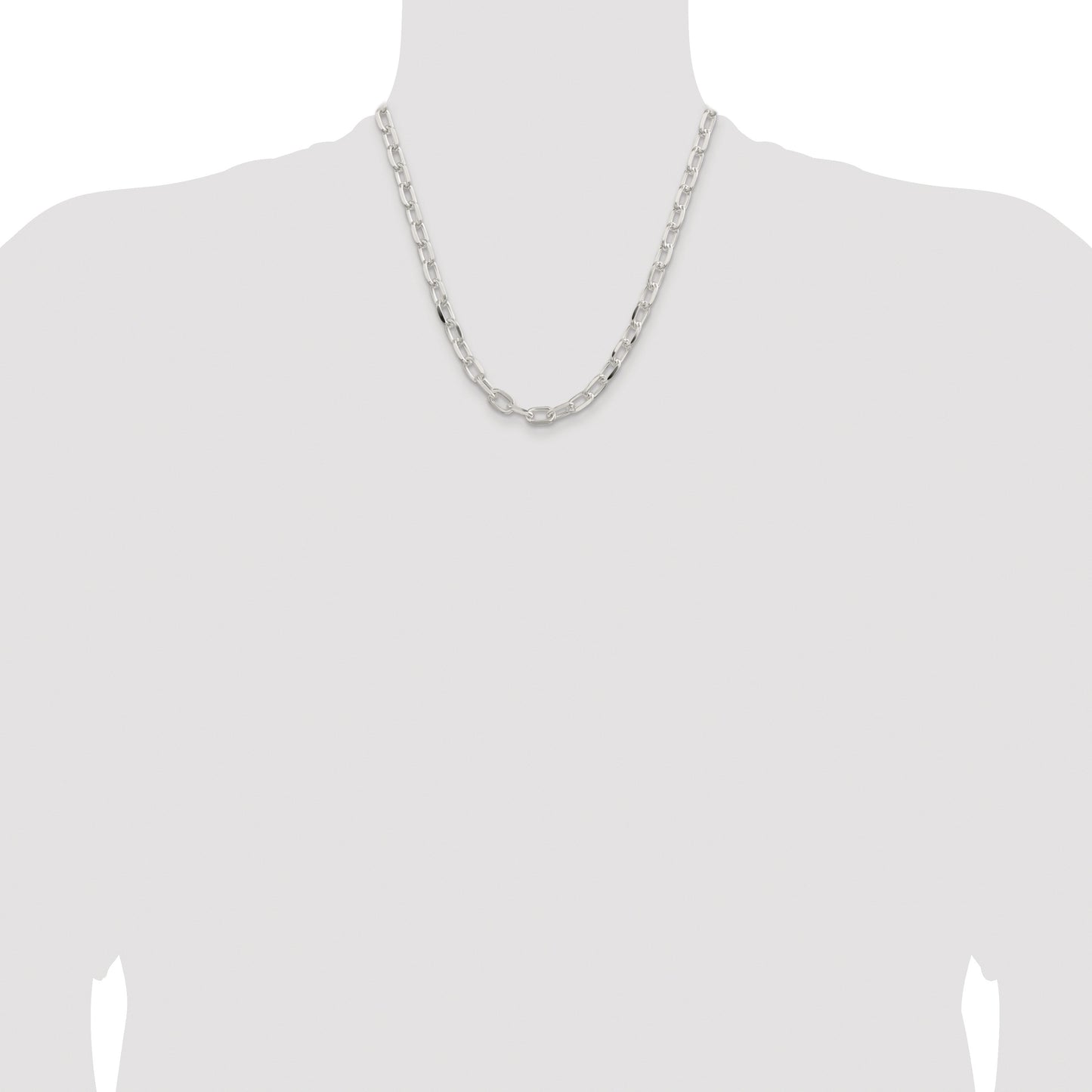 Sterling Silver Rhodium-plated 7.5mm Diamond-cut Long Link Cable Chain