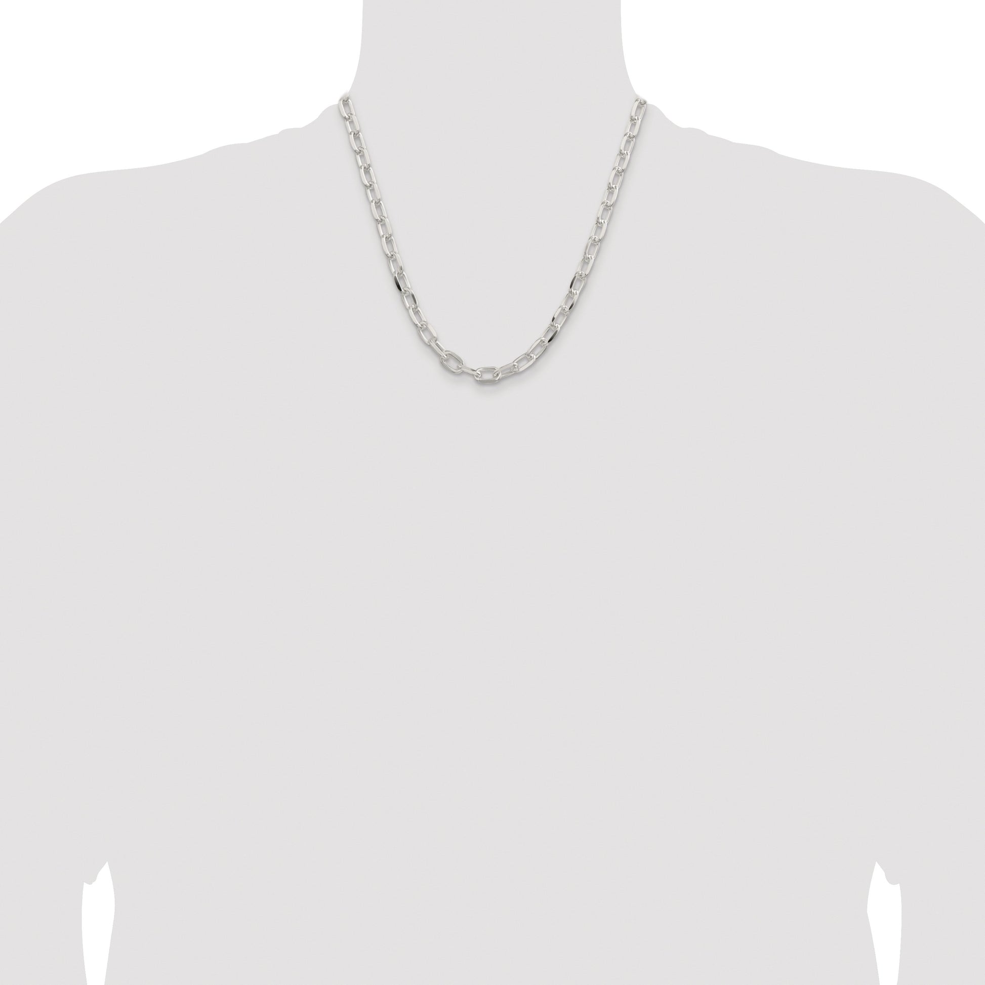 Sterling Silver Rhodium-plated 7.5mm Diamond-cut Long Link Cable Chain