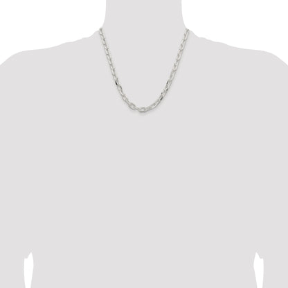 Sterling Silver Rhodium-plated 7.5mm Diamond-cut Long Link Cable Chain
