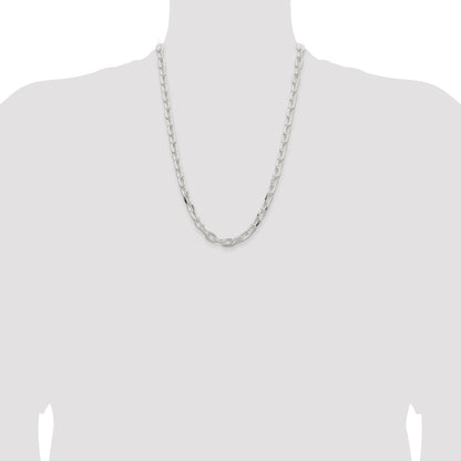 Sterling Silver Rhodium-plated 7.5mm Diamond-cut Long Link Cable Chain