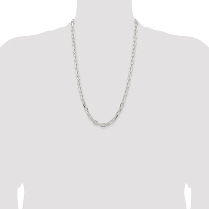 Sterling Silver Rhodium-plated 7.5mm Diamond-cut Long Link Cable Chain
