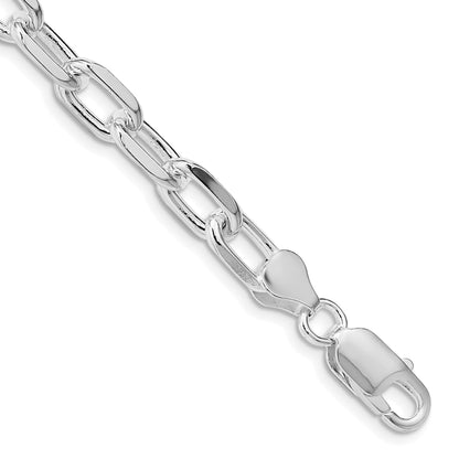 Sterling Silver Rhodium-plated 7.5mm Diamond-cut Long Link Cable Chain