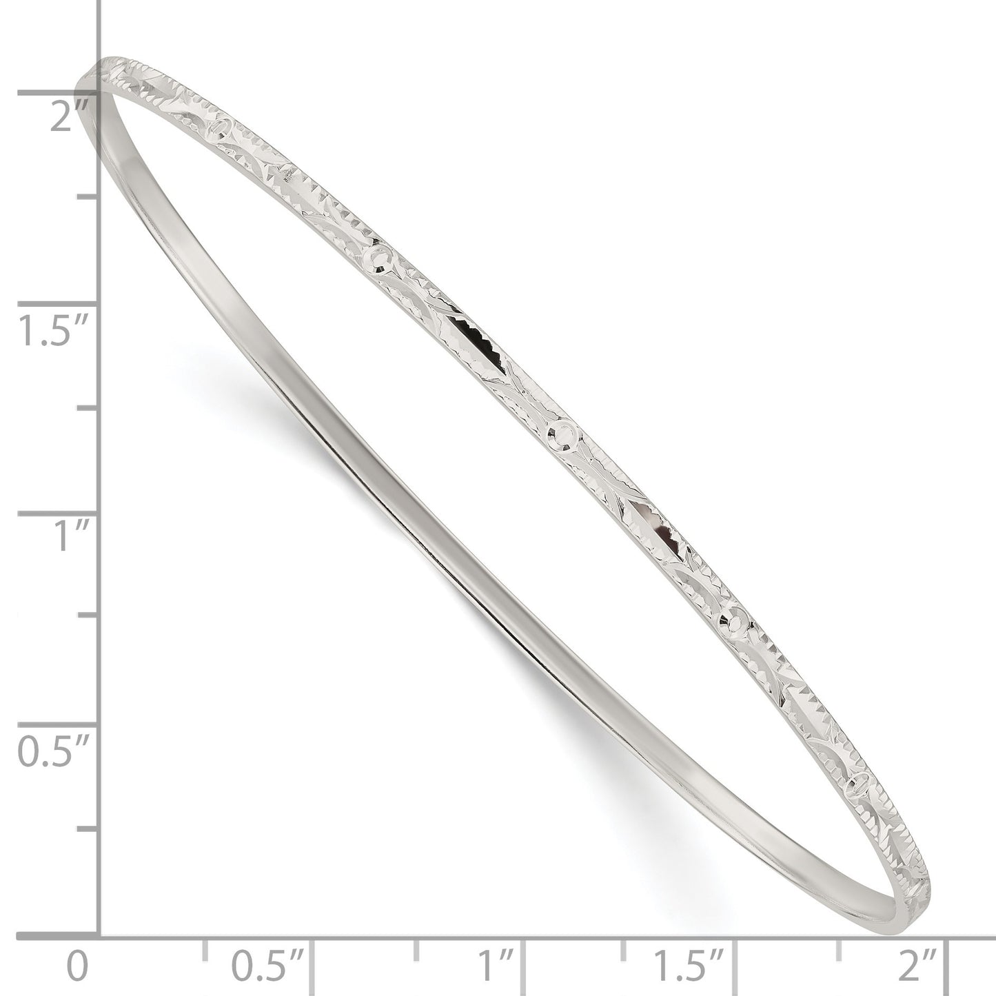 Sterling Silver Diamond Cut Slip-on Bangle