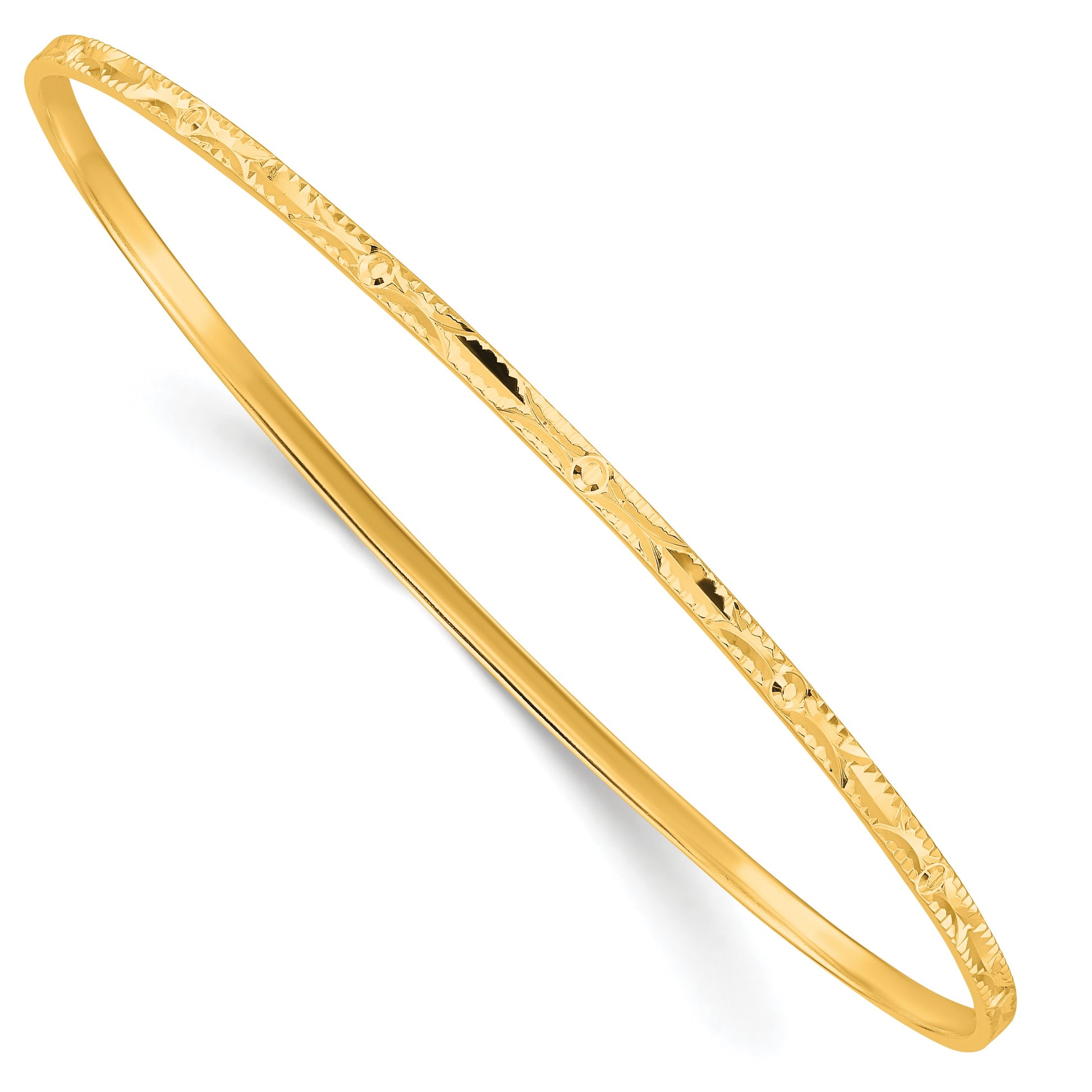 Sterling Silver Gold-tone Diamond Cut Slip-on Bangle